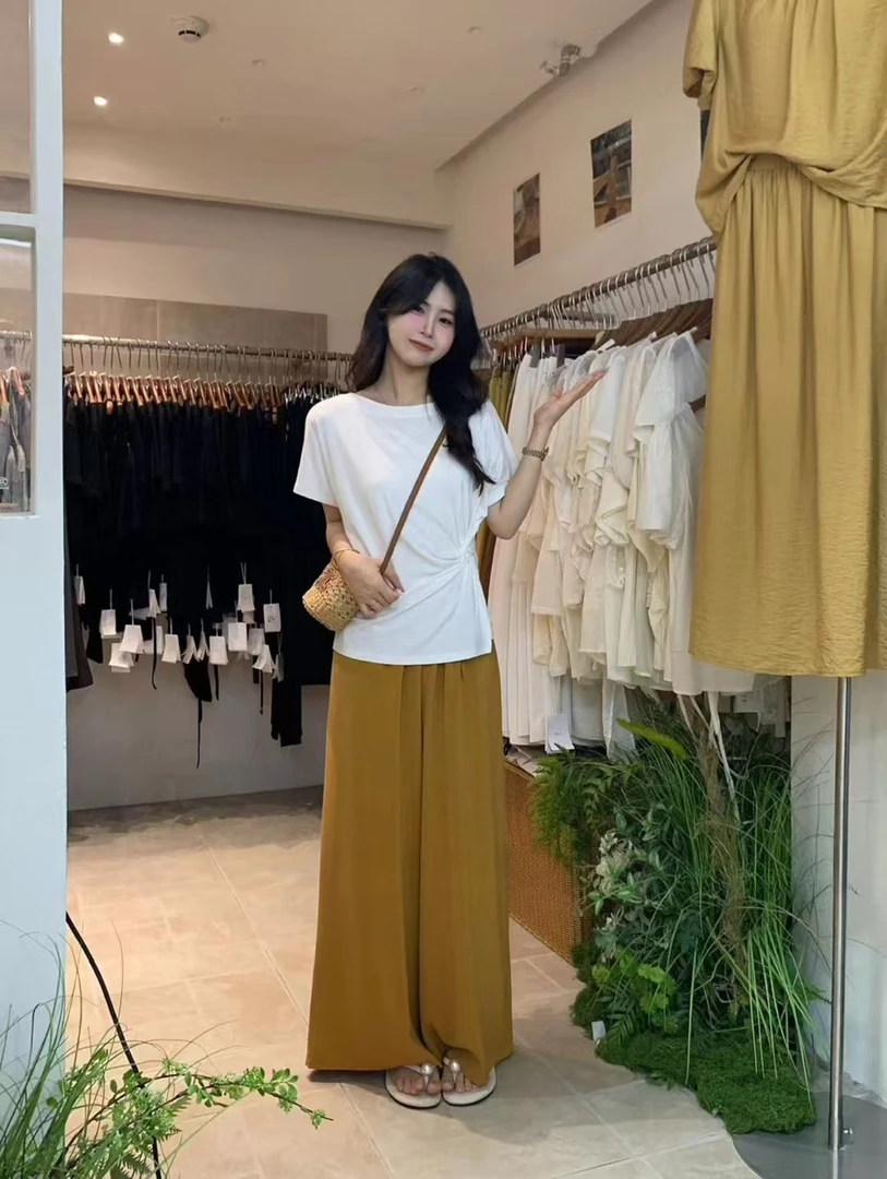 夏季老钱风莫奈花园风时尚套装宅萌系休闲风裤子宽松