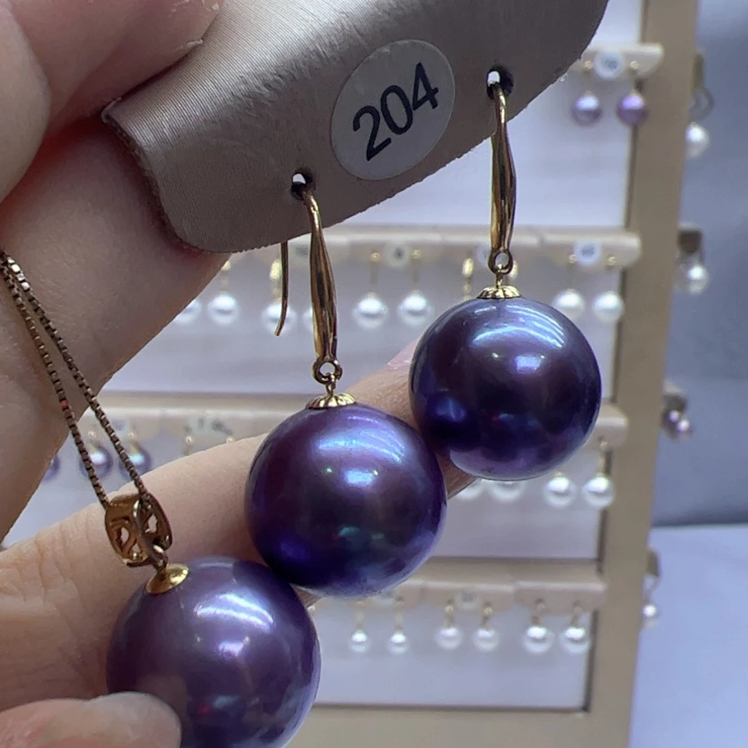 18K金镶嵌淡水珍珠耳饰