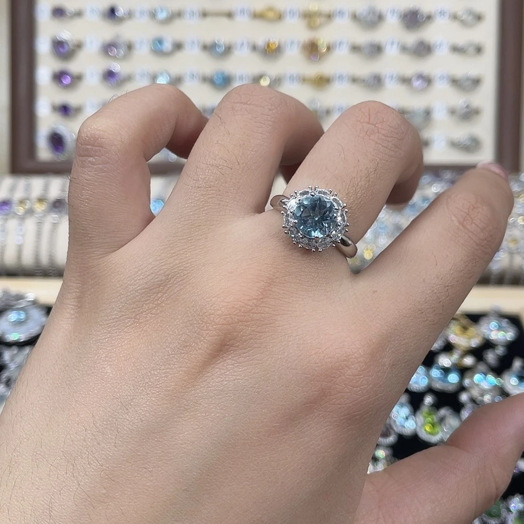 银S925镶嵌戒指托帕石