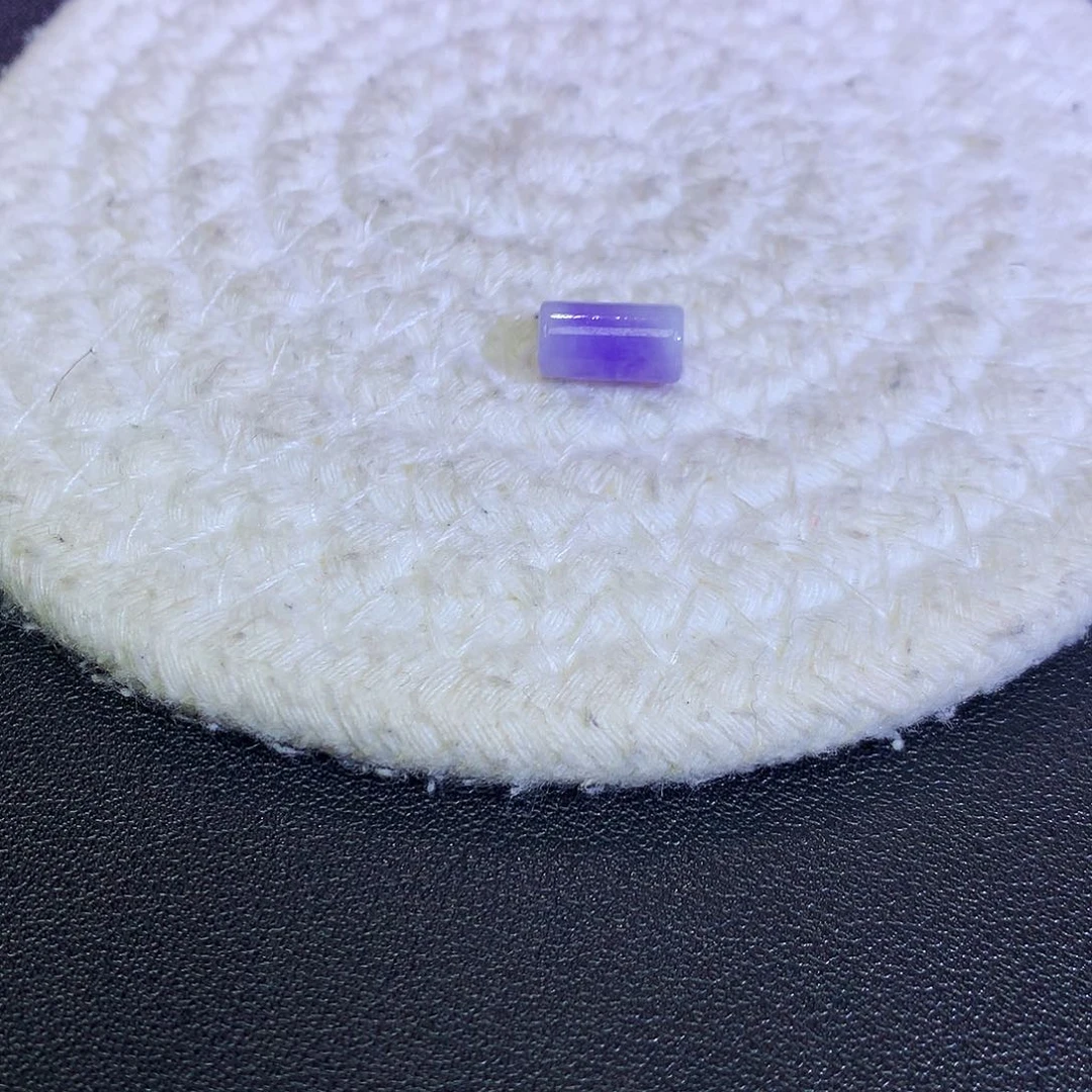 散珠翡翠天然缅甸翡翠桶珠飘紫卡10.7厚5.7