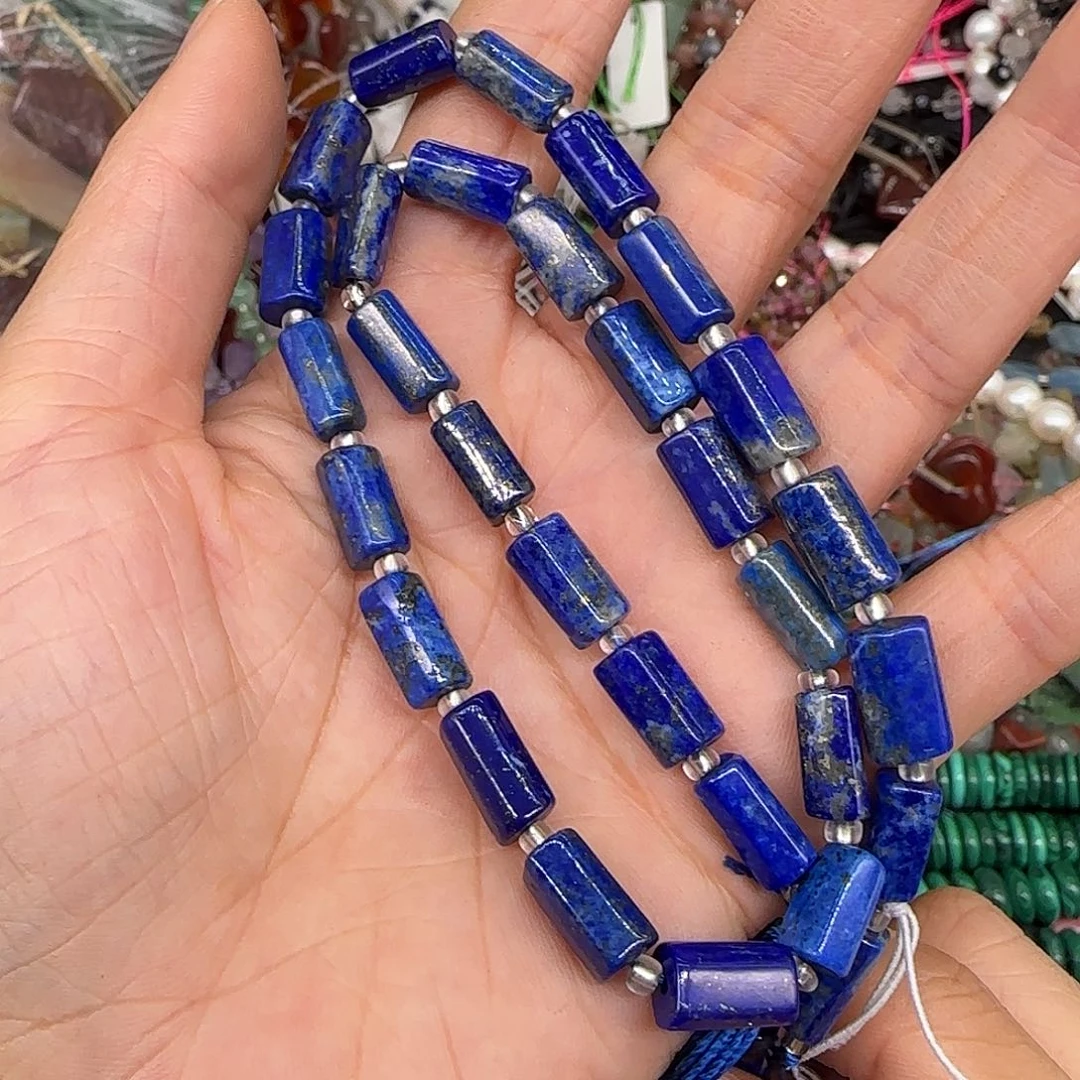 玛瑙/玉髓合金珠宝半成品青金6mm桶珠一条