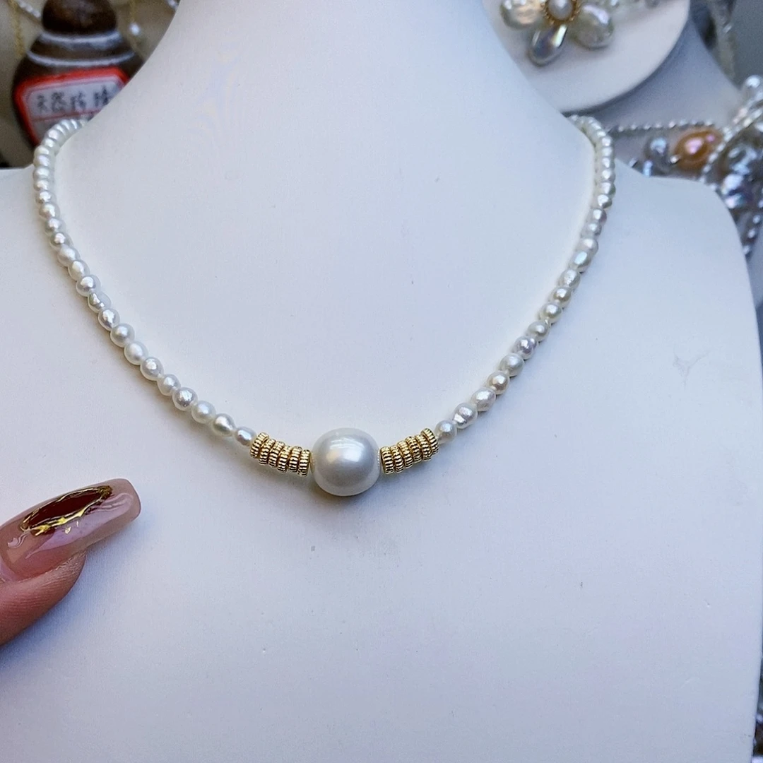 淡水珍珠颈饰银S925镶嵌