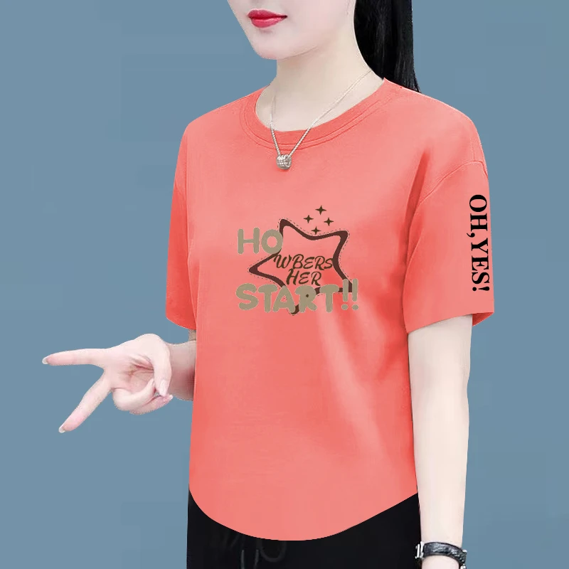 纯棉短袖t恤女中年妈妈装夏季短袖女款2025新款遮肚洋气衣服女装