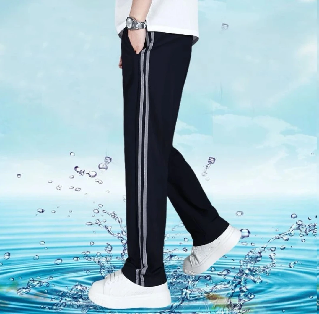 反光条初高中学生校服裤子冰丝裤夏季薄款男女宽松运动裤子