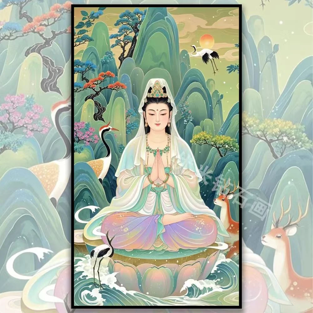 新款5D满钻观音钻石画厂家直销