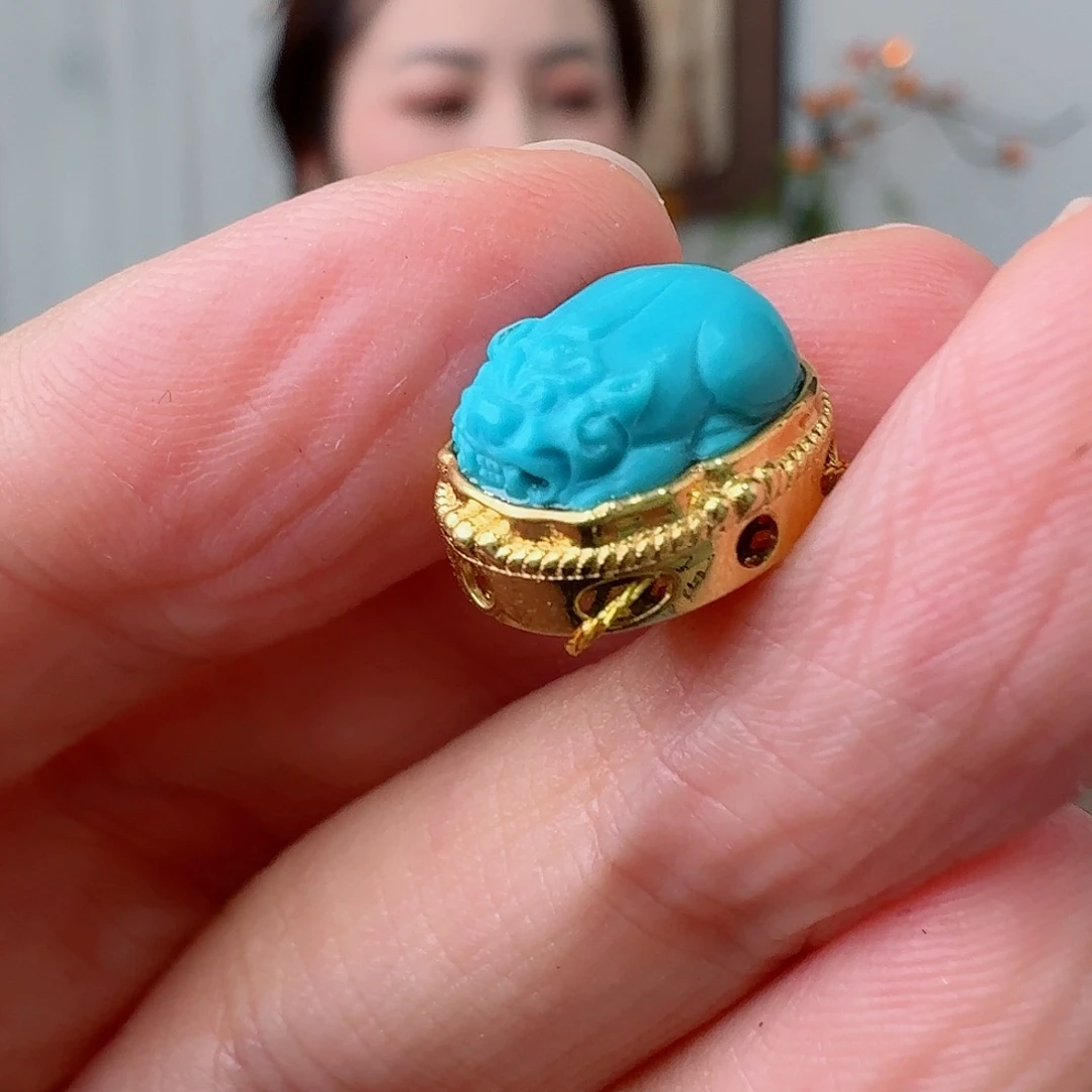 绿松石18K金镶嵌珠宝奇石