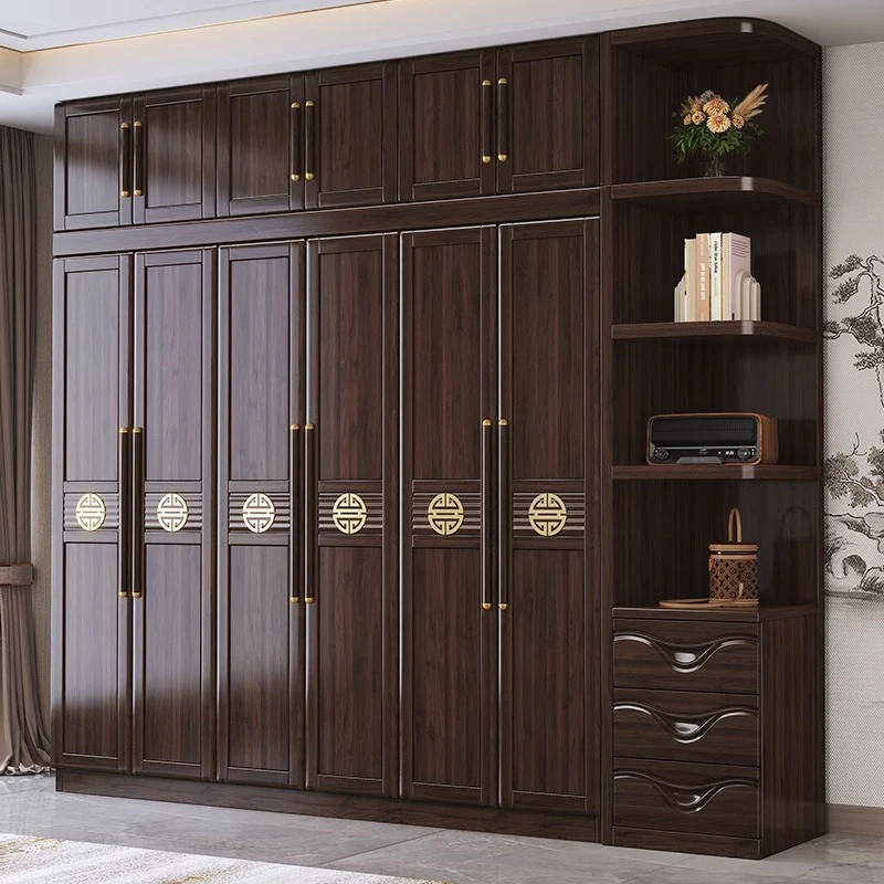 新中式紫金檀木实木衣柜家用卧室现代简约经济型全实木收纳储物柜