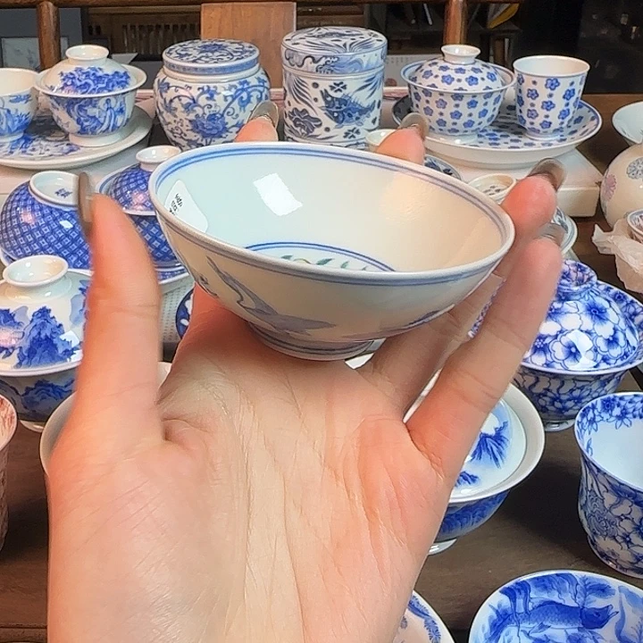 柴窑名窑口 八鹤同春主人杯放漏