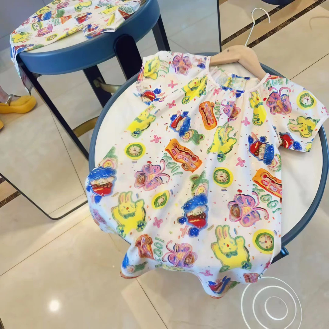 搞怪小熊 女童夏日中长款连衣裙俏皮童真短袖圆领设计舒适又可爱