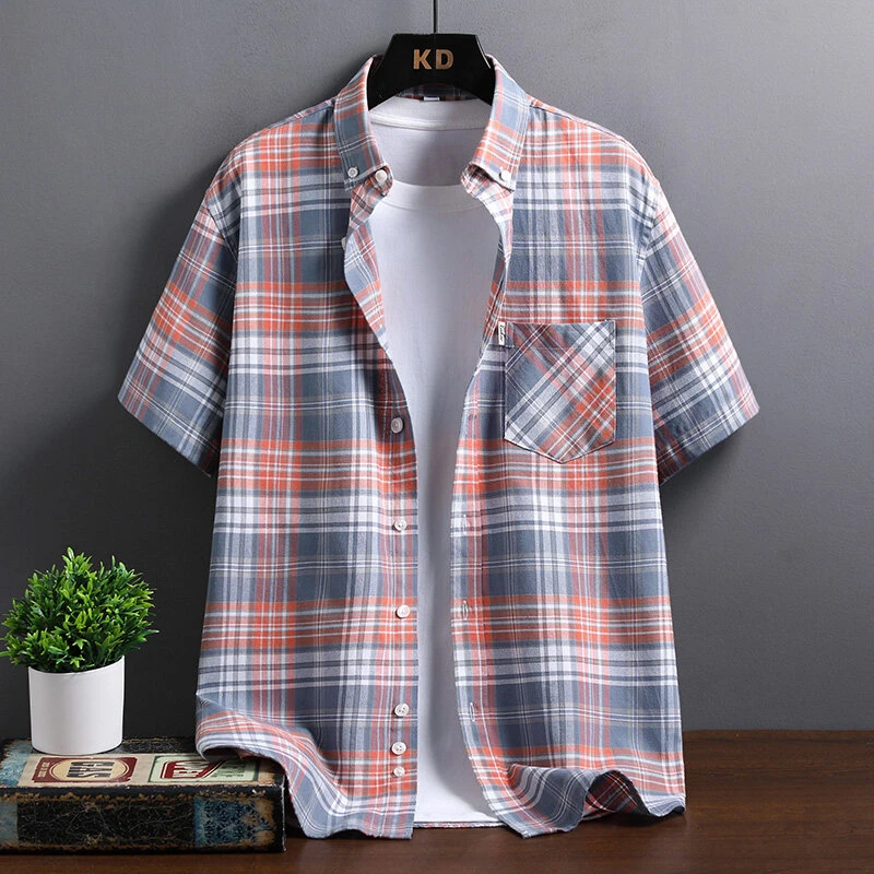 夏季新品男士格子衬衫