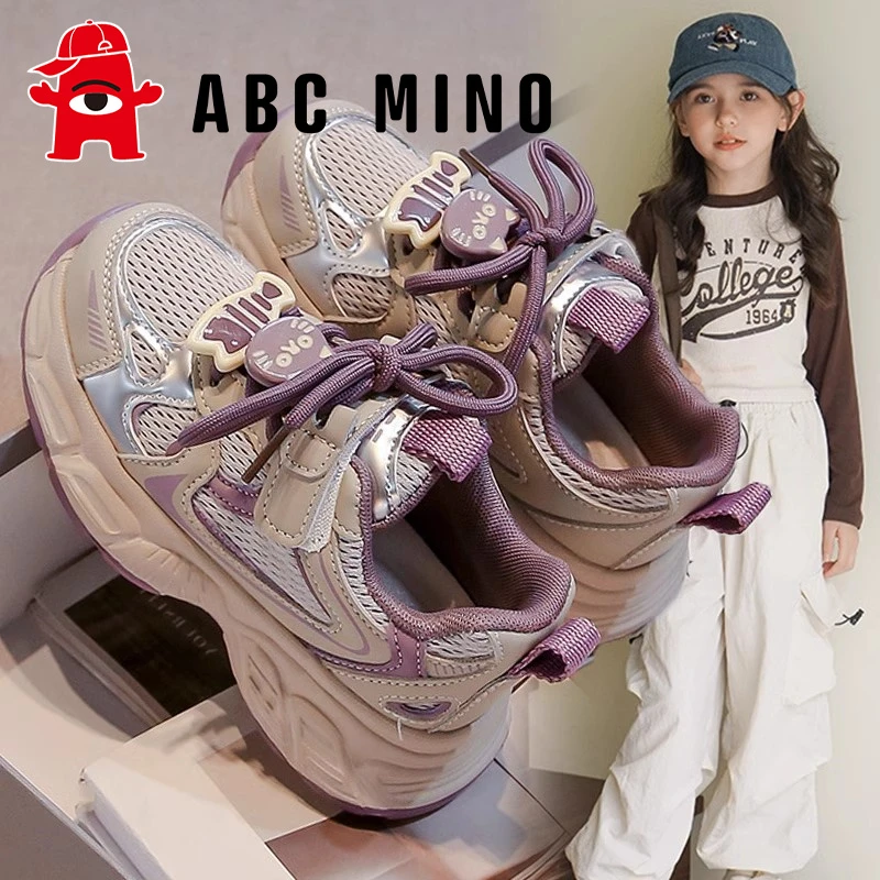 ABC MINO女童鞋儿童夏季软底运动鞋2025夏季新款中大童透气网面鞋