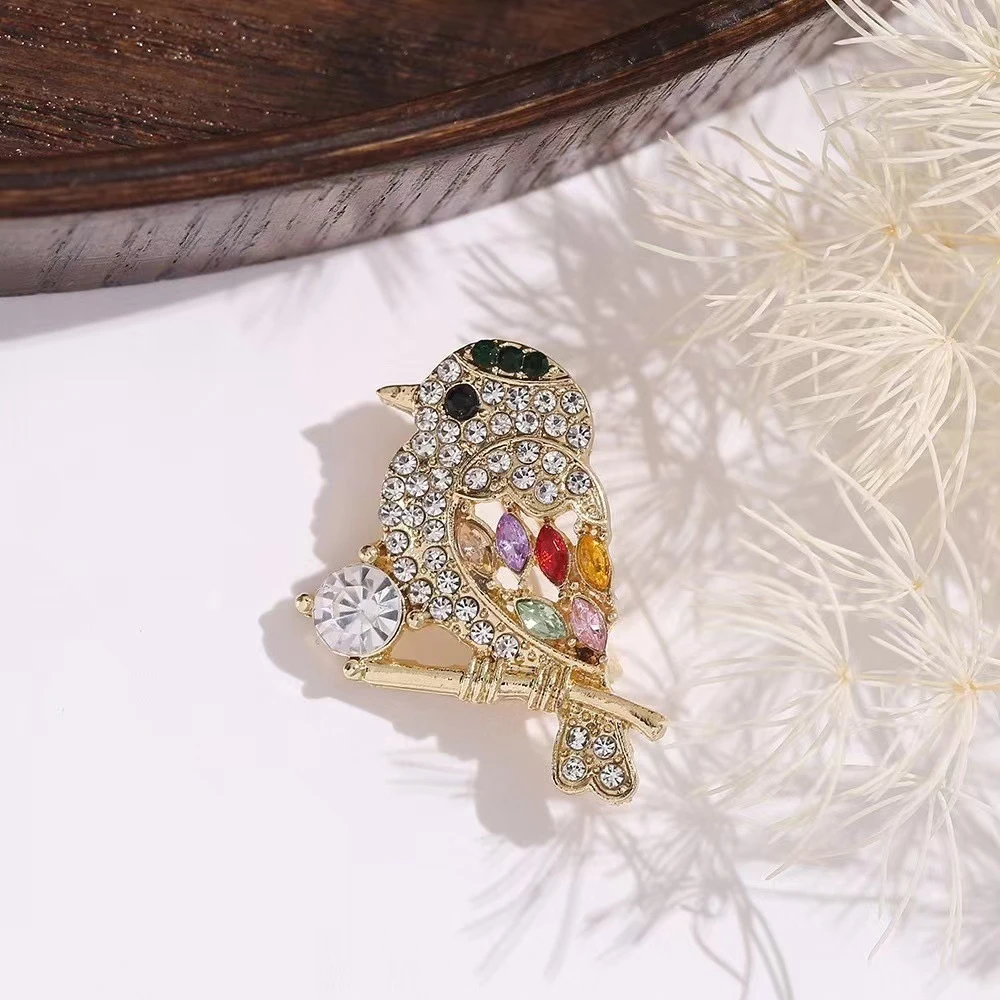 铜合金合成锆石胸针 铜合金【吉祥如意小鸟胸针】XZ-001