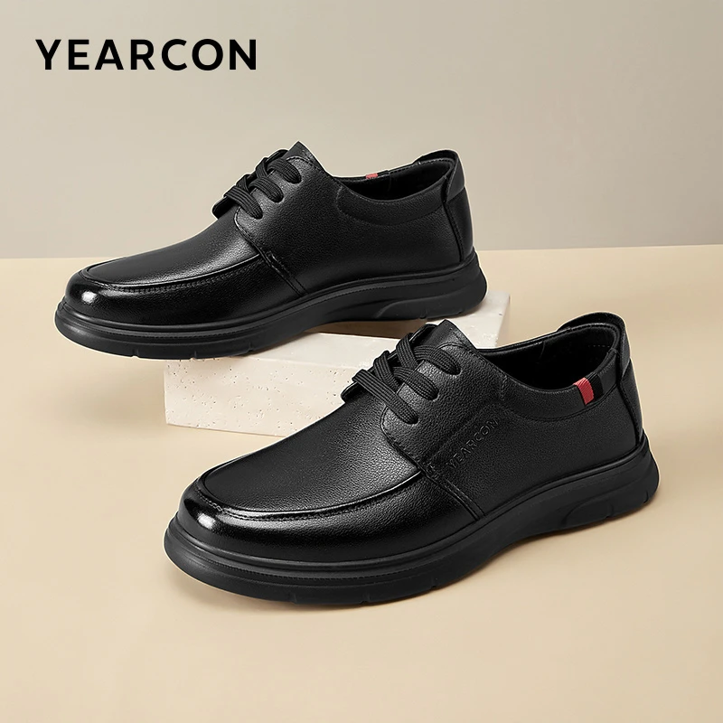 厚底3CM 意尔康休闲男鞋新款正装商务皮鞋男士真皮透气软底单鞋