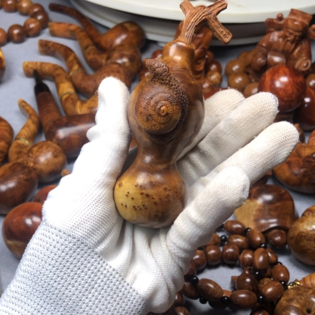 【闪购商品】香榧木麻梨疙瘩火琉璃手把件