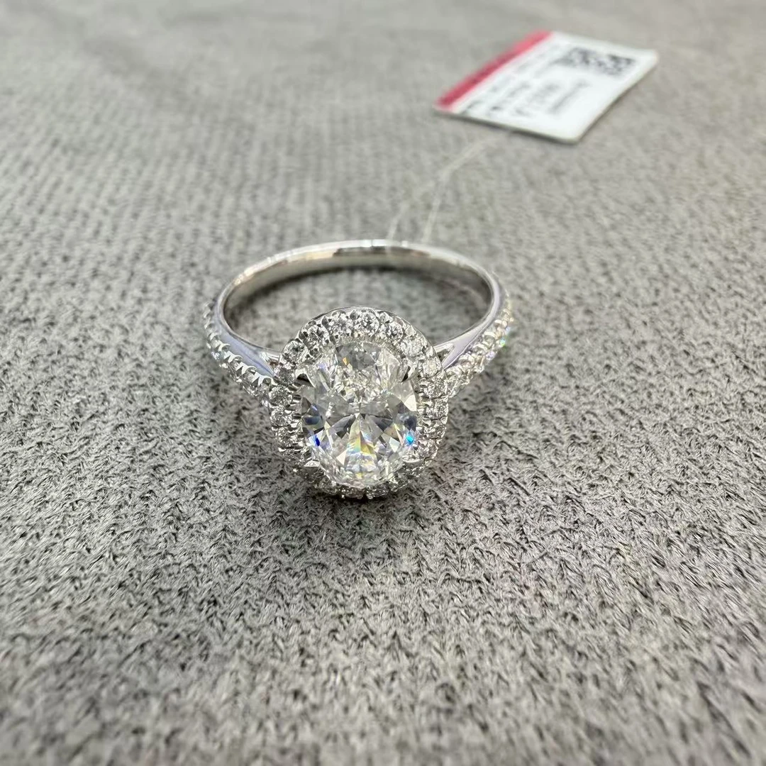 实验室培育钻石pt950椭圆钻石戒指1ct