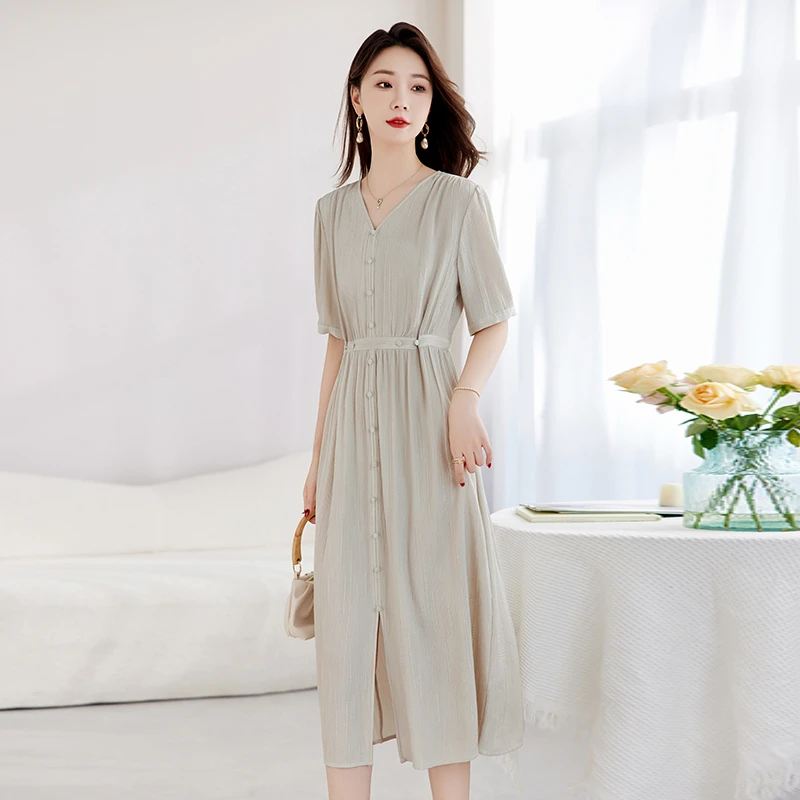 2025春夏新款桑蚕丝真丝气质轻奢女装连衣裙82599028