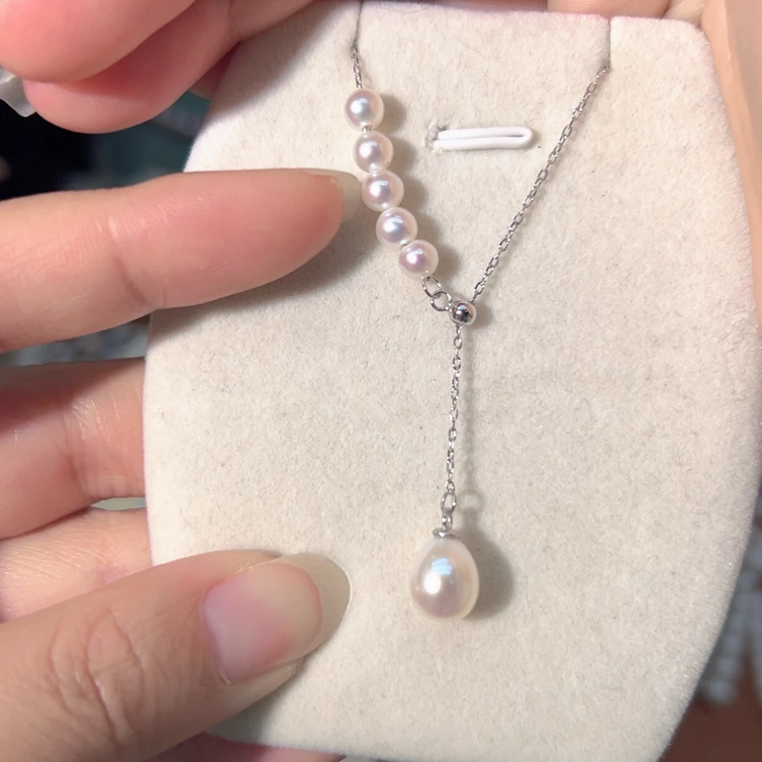 淡水珍珠银S925镶嵌极光天然珍珠通体银