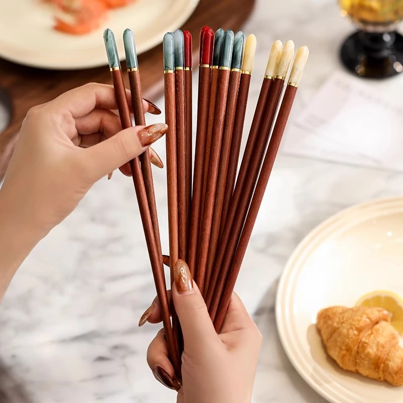 漫时光琉璃红檀木筷家用高档抗菌防霉筷子家庭专人专用2025新款