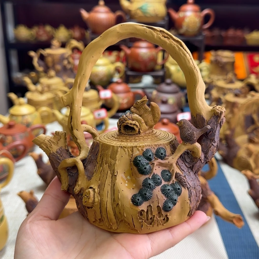 茶壶紫砂树桩提梁
