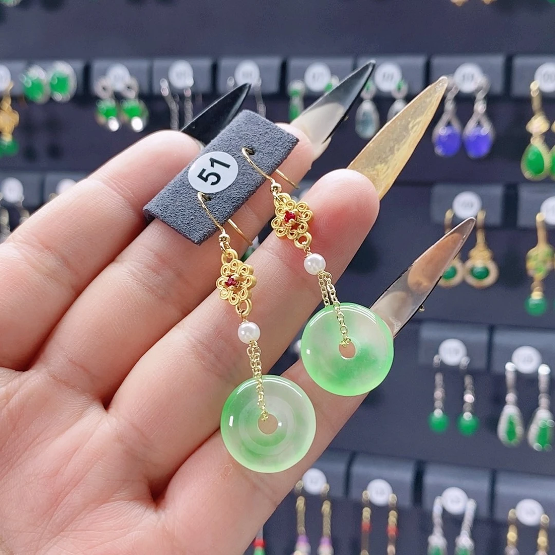 玛瑙/玉髓银S925镀金镶嵌耳钉51