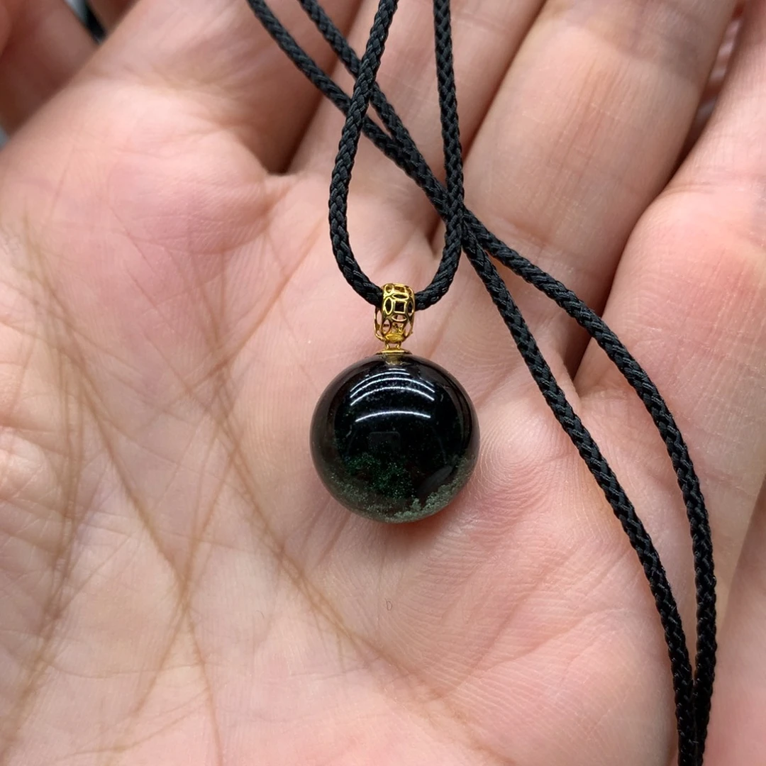 水晶颈饰18K金镶嵌峻吊坠配绳子