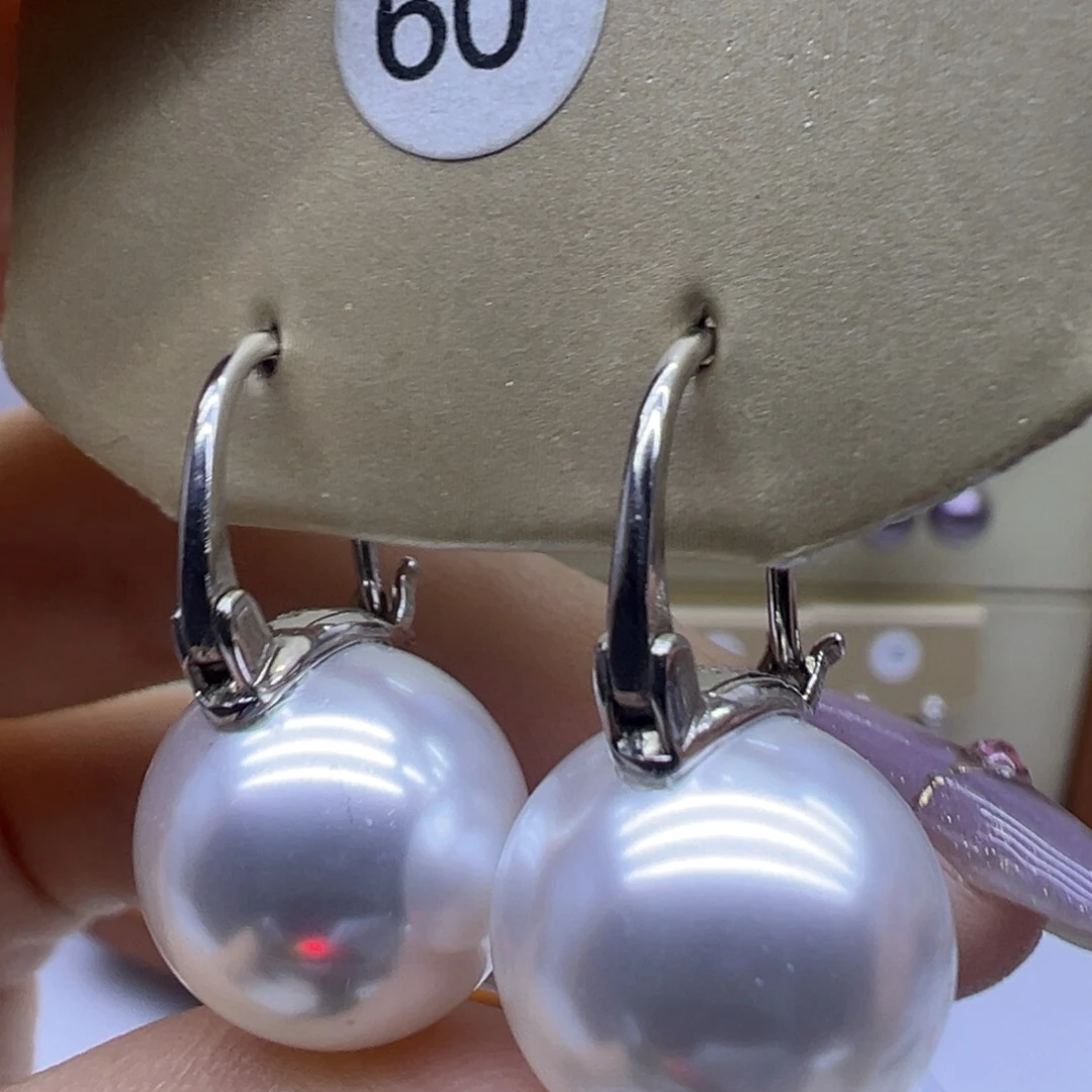 耳饰银S925镶嵌淡水珍珠