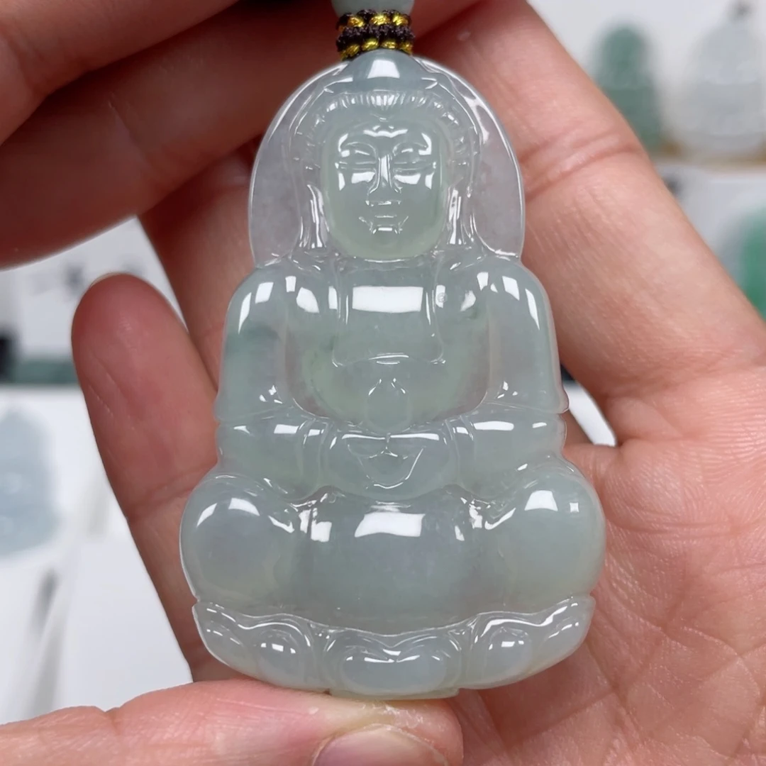 翡翠颈饰未镶嵌天然翡翠A货观音9号