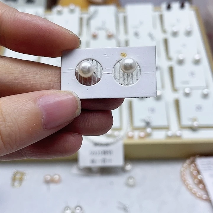 淡水珍珠耳饰银S925镶嵌余****手