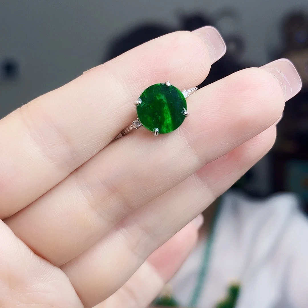 翡翠银S925镶嵌颈饰戒指