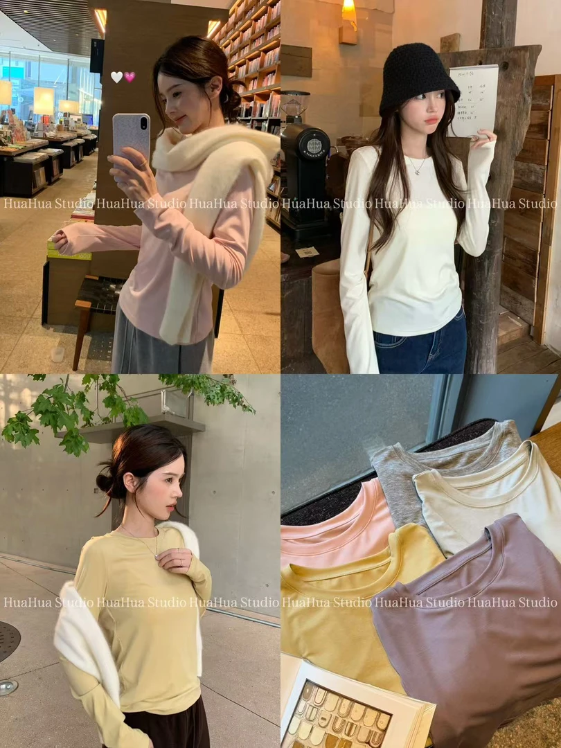 【花花】天丝打底~高端品质天丝圆领休闲百搭修身打底衫