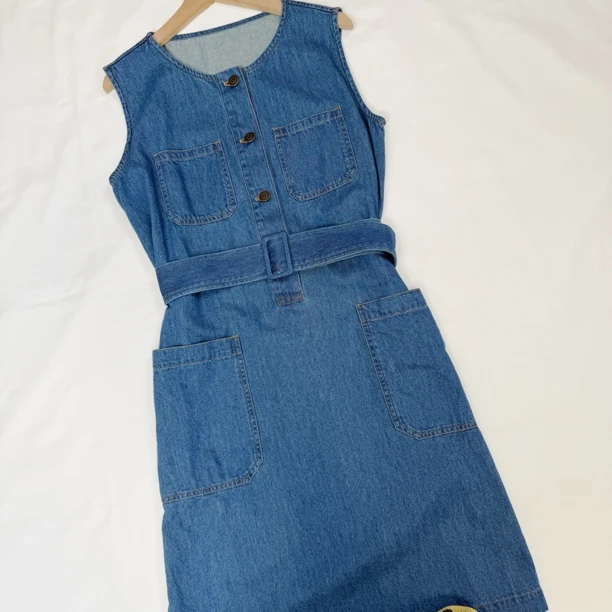 复古牛仔轻薄无袖连衣裙