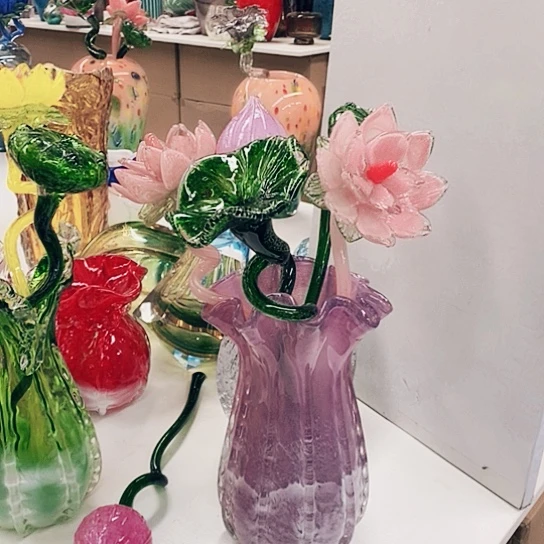 琉璃夜光花加瓶高45厘米