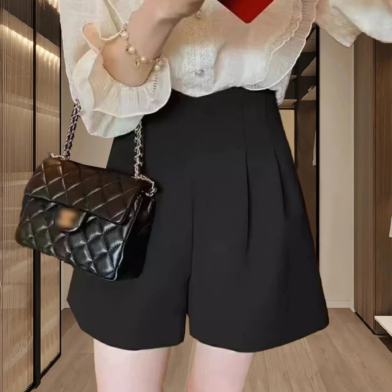 2025年夏季新款胖mm大码女装西装短裤韩版网红气质高腰阔腿裤女士