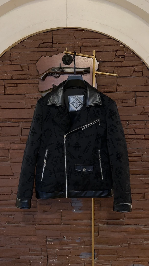 2025秋季透气提花翻领螺纹下摆活力风夹克皮夹克男装时尚1186