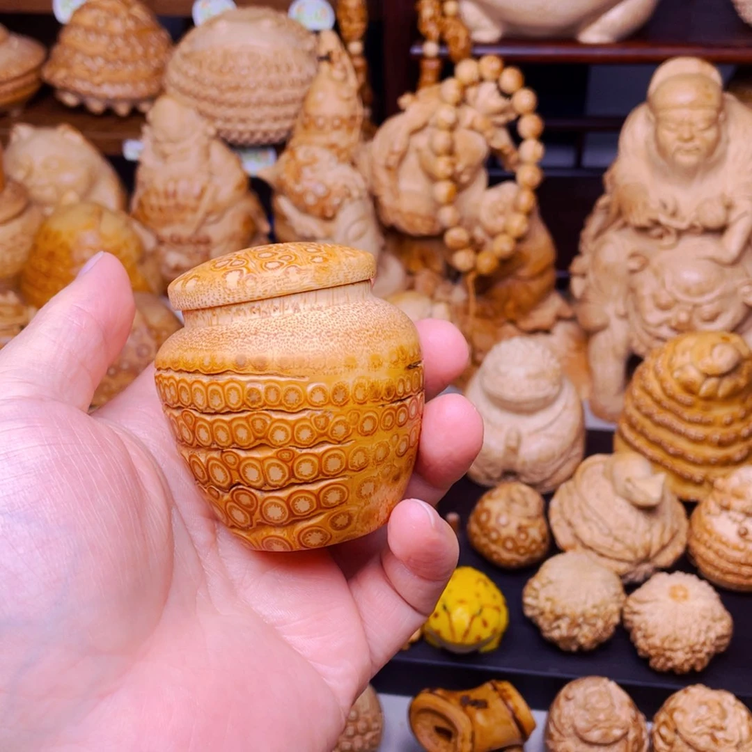 竹竹根雕茶仓把玩件