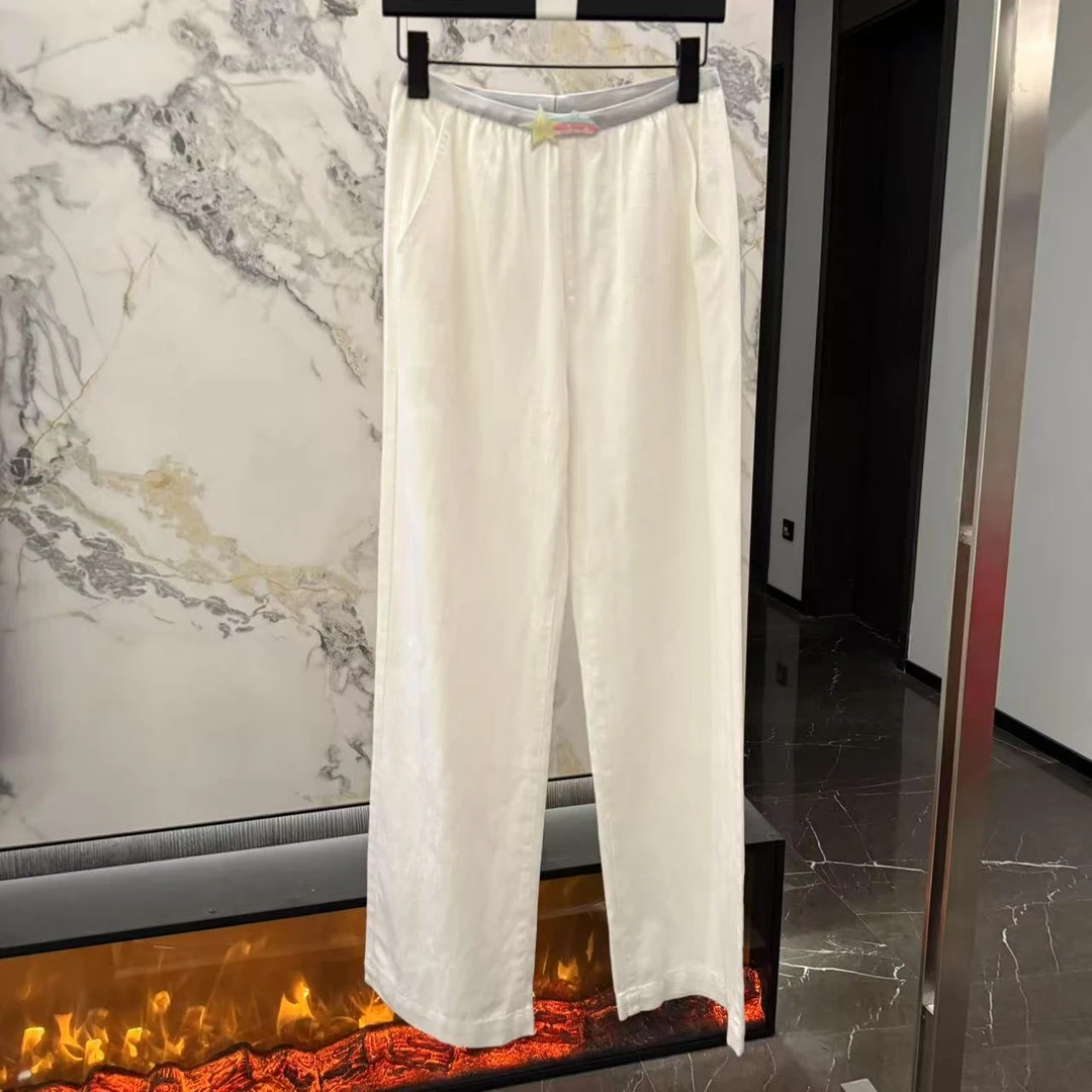 25S新款纯色休闲裤!白色高腰显瘦时尚百搭夏季垂感直筒裤!CEA2570