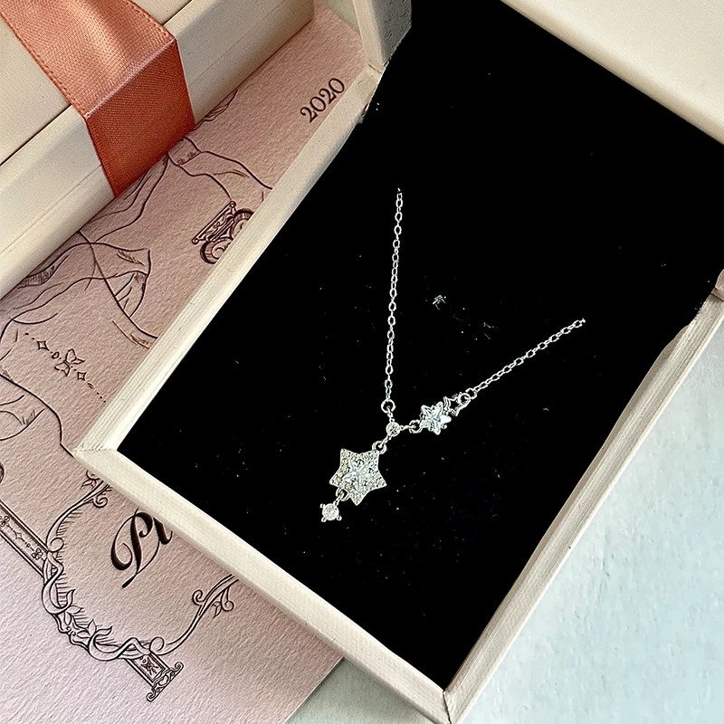 坠链均足银 999足银闪耀星星纯银项链轻奢高级感送闺蜜生日礼物