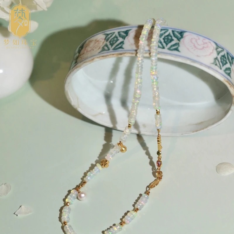 925银银制品 圆珠多圈百搭高级感彩色项链ZS手工气质轻奢复古时尚