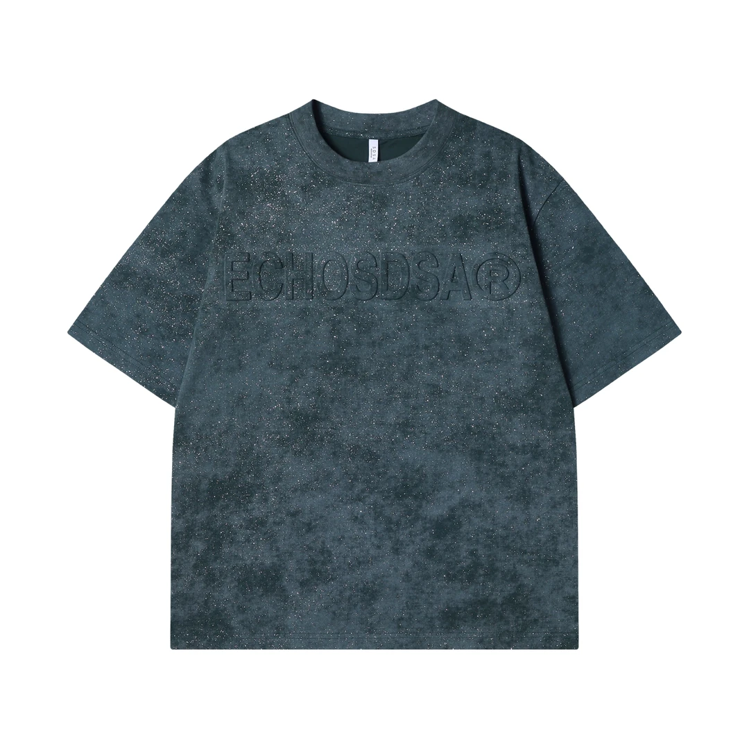 夏季高级感新款扎染满天星立体字母圆领短袖T恤休闲情侣时尚