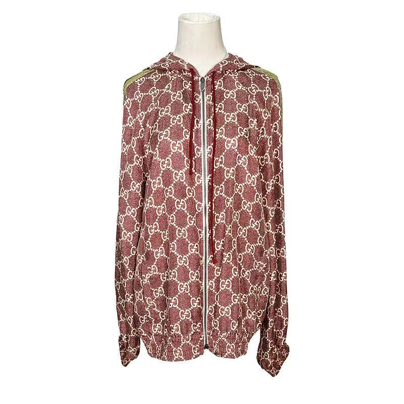 99新 GUCCI/古驰 葡萄籽奢潮/老花桑蚕丝短款休闲外套时尚/M女装