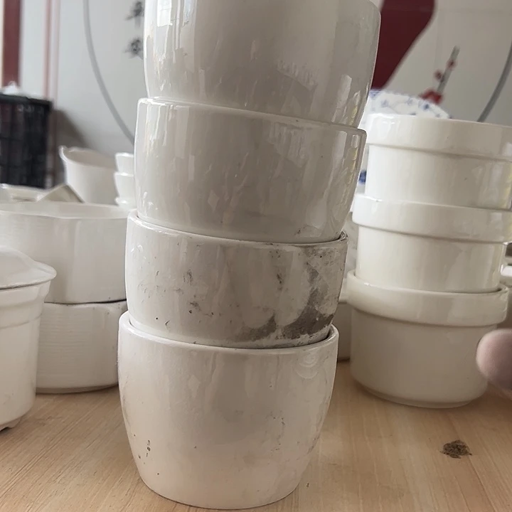 国营尾货四厂白瓷汤碗四个