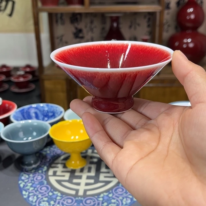 景德镇陶瓷浅行窑斗笠杯