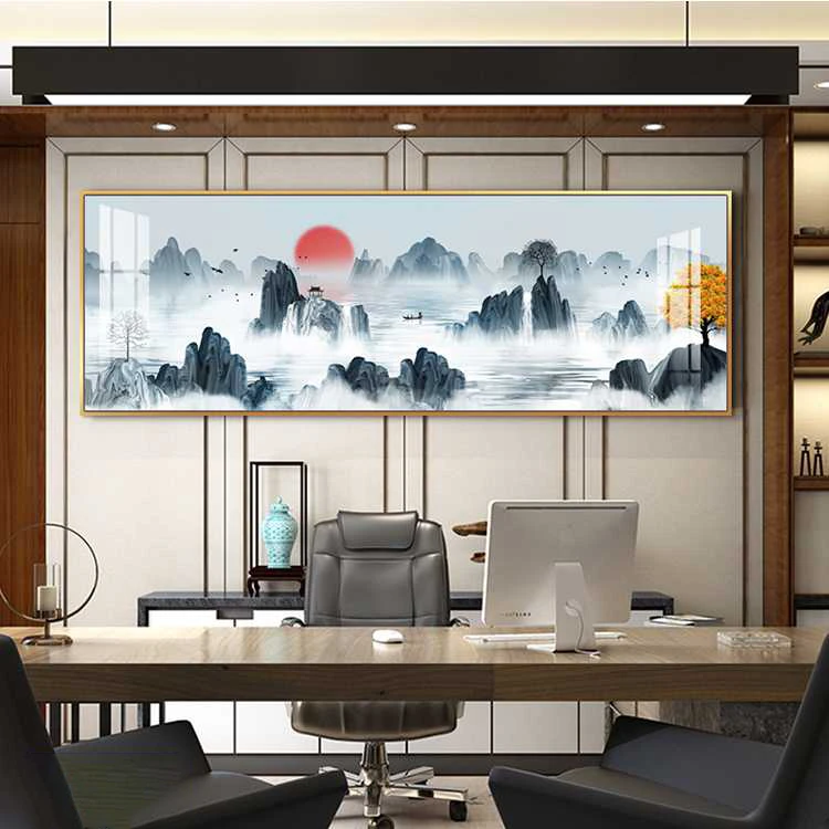 古风水墨山水自粘画贴纸床头画风景画墙纸客厅沙发背景画装饰画