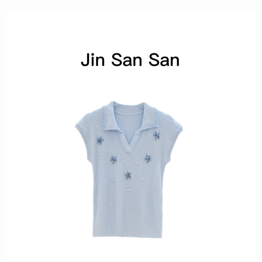 金三三【璀璨群星】2025夏季新款时尚天-丝+亚麻设计师上衣H3053