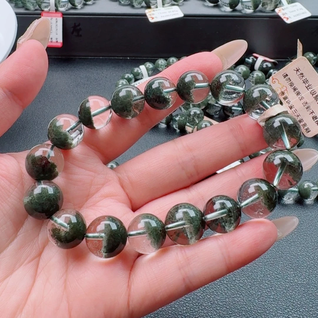 未镶嵌手链水晶绿幽灵聚宝盆12.8mm