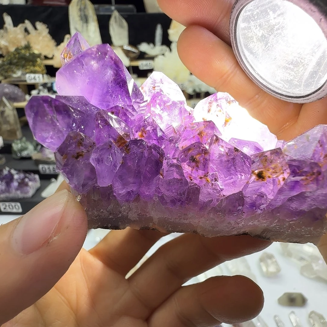 石材巴西紫钛晶摆件