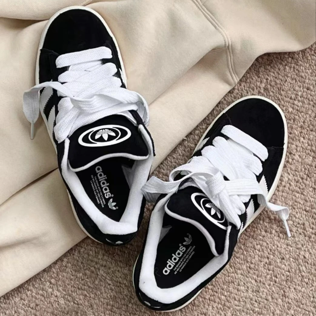 adidas三叶草新款男女情侣款CAMPUS经典运动滑板鞋「面包鞋」HQ8708