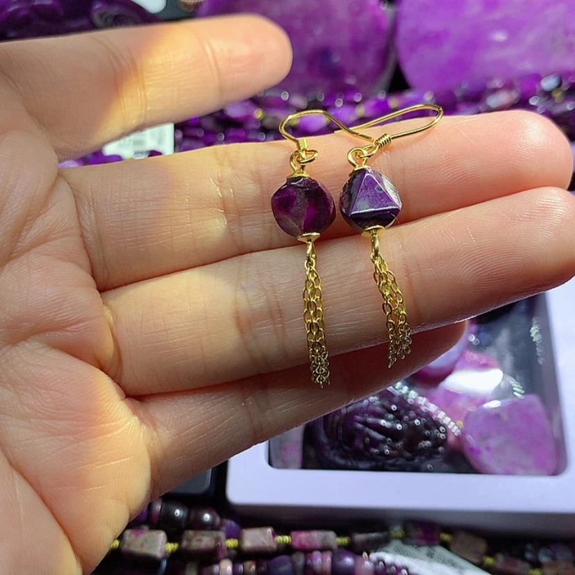 【闪购商品】苏纪石（舒俱来）银S925镀金镶嵌耳钩