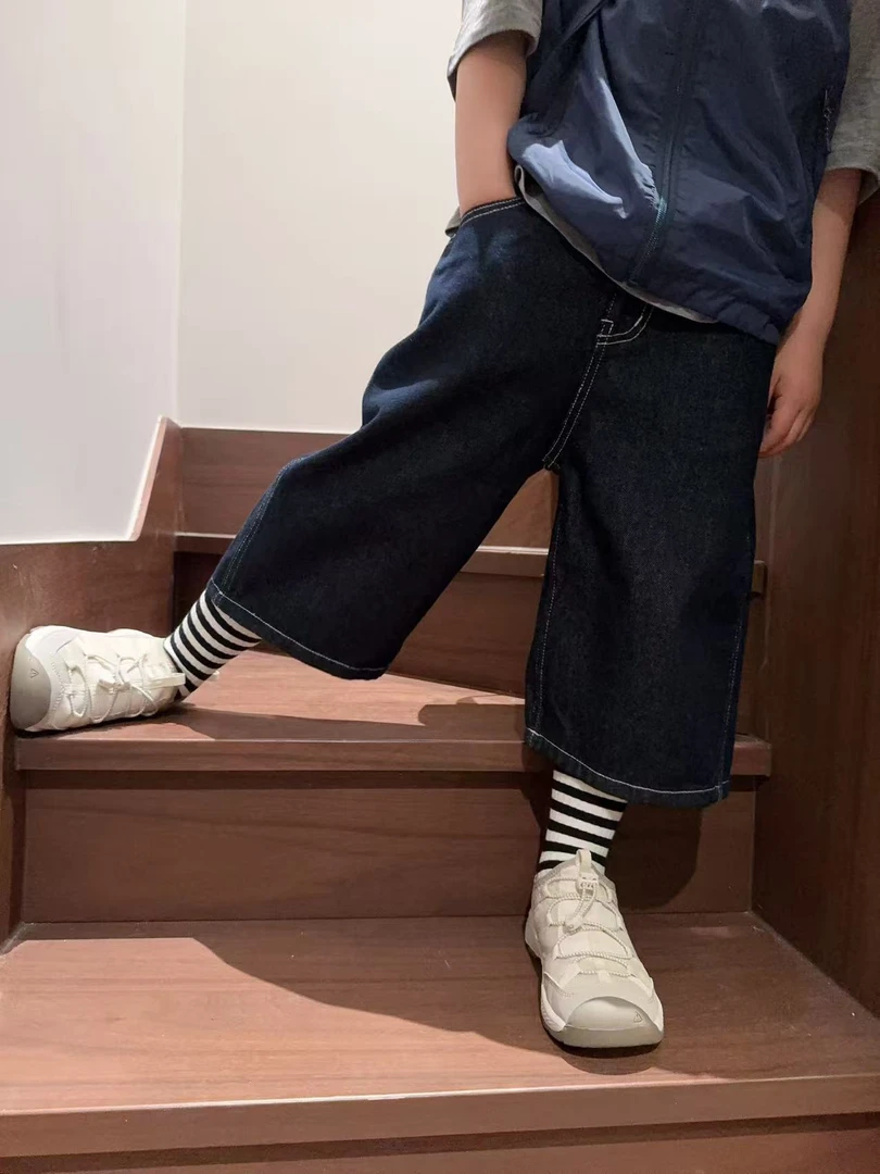 「LIUYI」儿童亲子八分时尚百搭宽松直筒牛仔休闲裤  2591