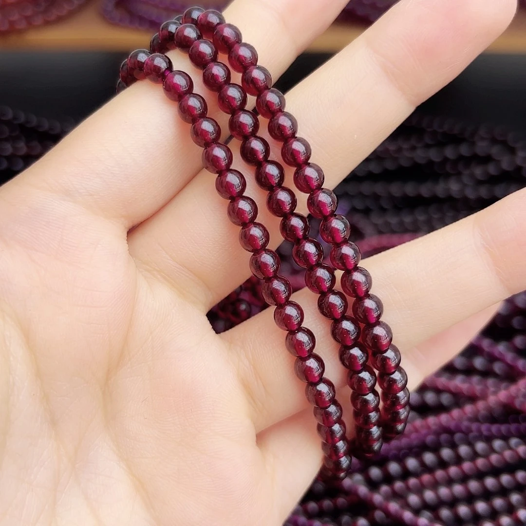 手链未镶嵌石榴石K****～卡4.6酒红三圈10A